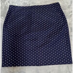 Loft Women's Navy /Silver Polka Dot Skirt Sz 14 A-Line Classic‎ Business Casual